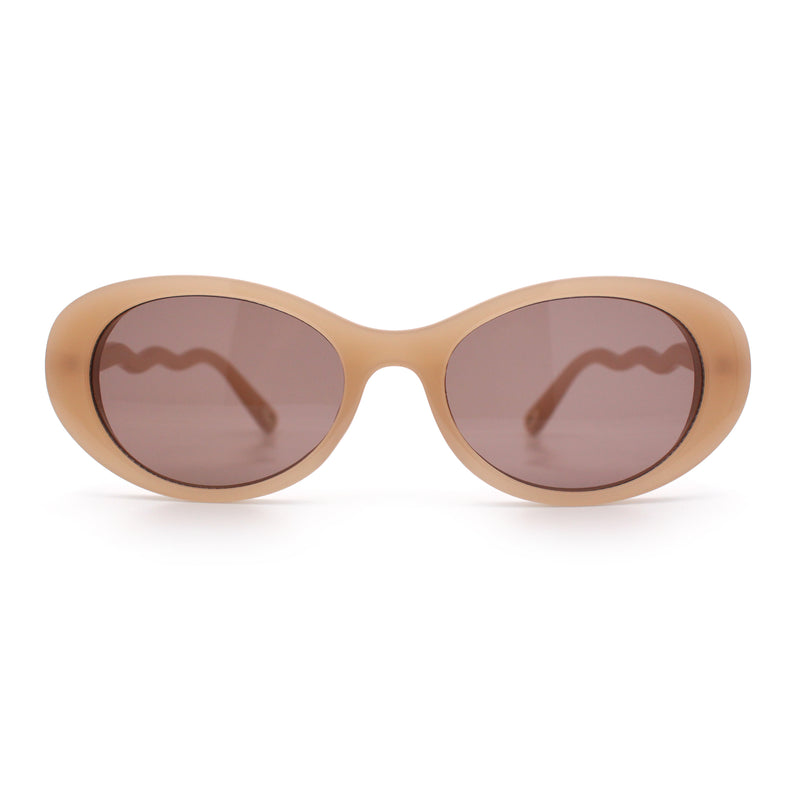 Womens Unique Wavy Crooked Arm Mod Oval Plastic Sunglasses