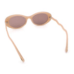 Womens Unique Wavy Crooked Arm Mod Oval Plastic Sunglasses