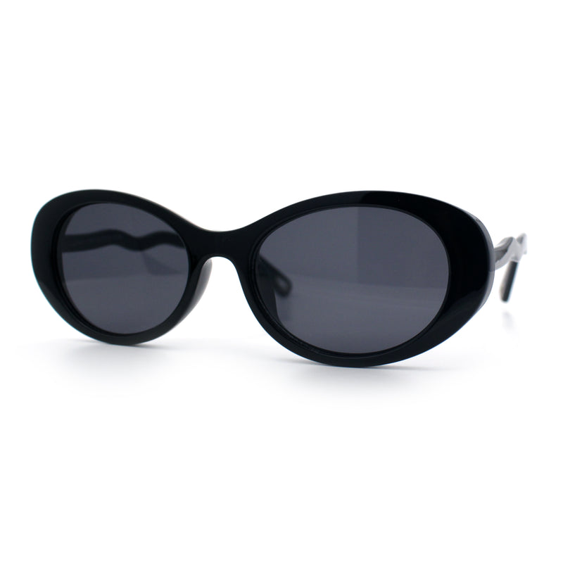 Womens Unique Wavy Crooked Arm Mod Oval Plastic Sunglasses