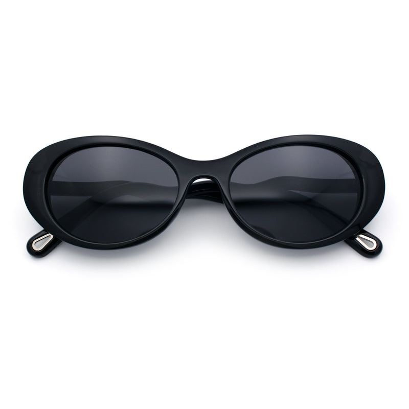 Womens Unique Wavy Crooked Arm Mod Oval Plastic Sunglasses
