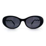 Womens Unique Wavy Crooked Arm Mod Oval Plastic Sunglasses