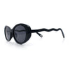 Womens Unique Wavy Crooked Arm Mod Oval Plastic Sunglasses