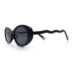 Womens Unique Wavy Crooked Arm Mod Oval Plastic Sunglasses