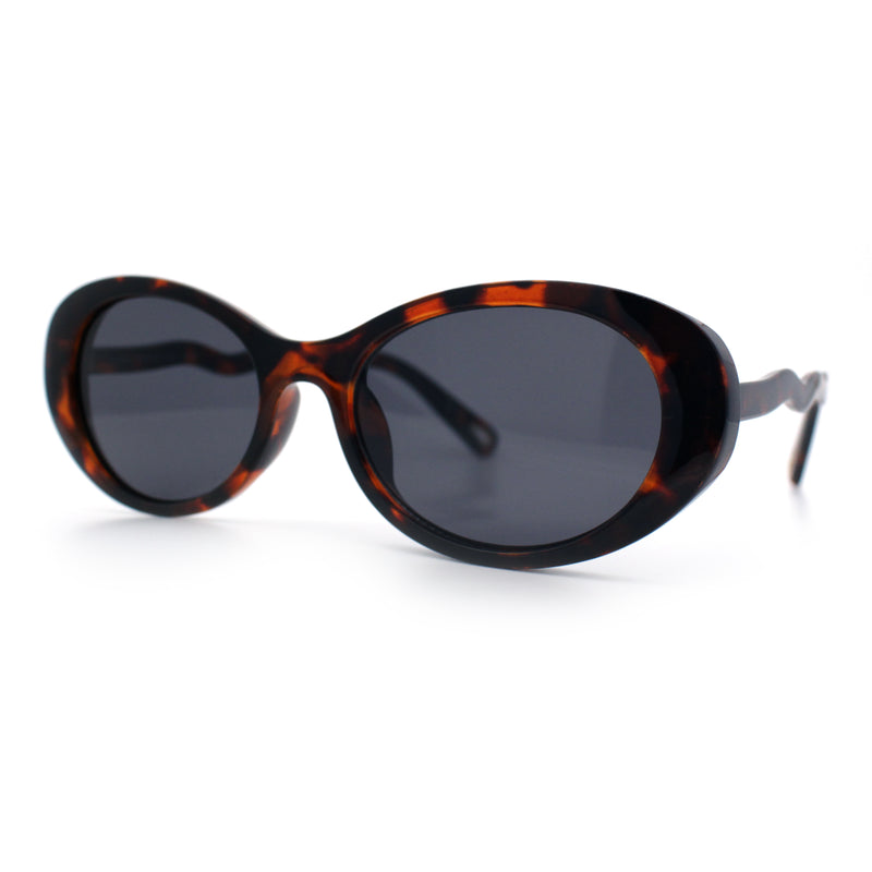 Womens Unique Wavy Crooked Arm Mod Oval Plastic Sunglasses