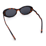 Womens Unique Wavy Crooked Arm Mod Oval Plastic Sunglasses