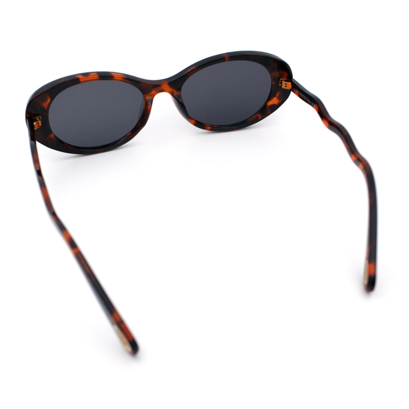 Womens Unique Wavy Crooked Arm Mod Oval Plastic Sunglasses