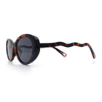 Womens Unique Wavy Crooked Arm Mod Oval Plastic Sunglasses