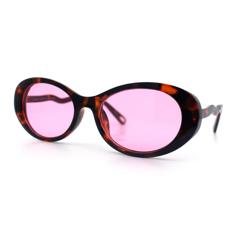 Womens Unique Wavy Crooked Arm Mod Oval Plastic Sunglasses