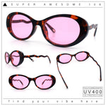 Womens Unique Wavy Crooked Arm Mod Oval Plastic Sunglasses