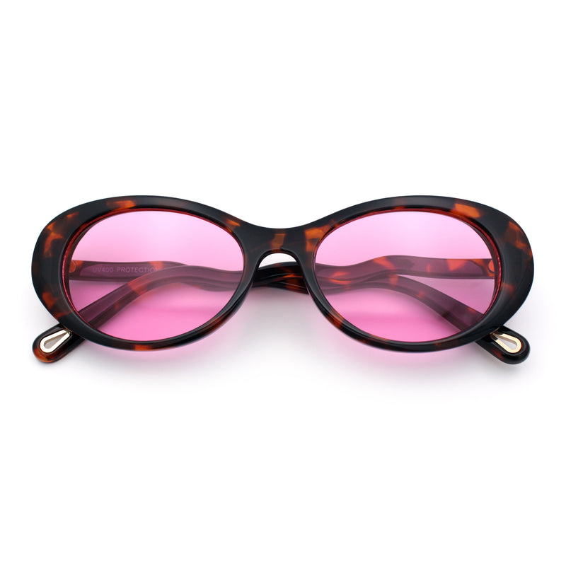 Womens Unique Wavy Crooked Arm Mod Oval Plastic Sunglasses