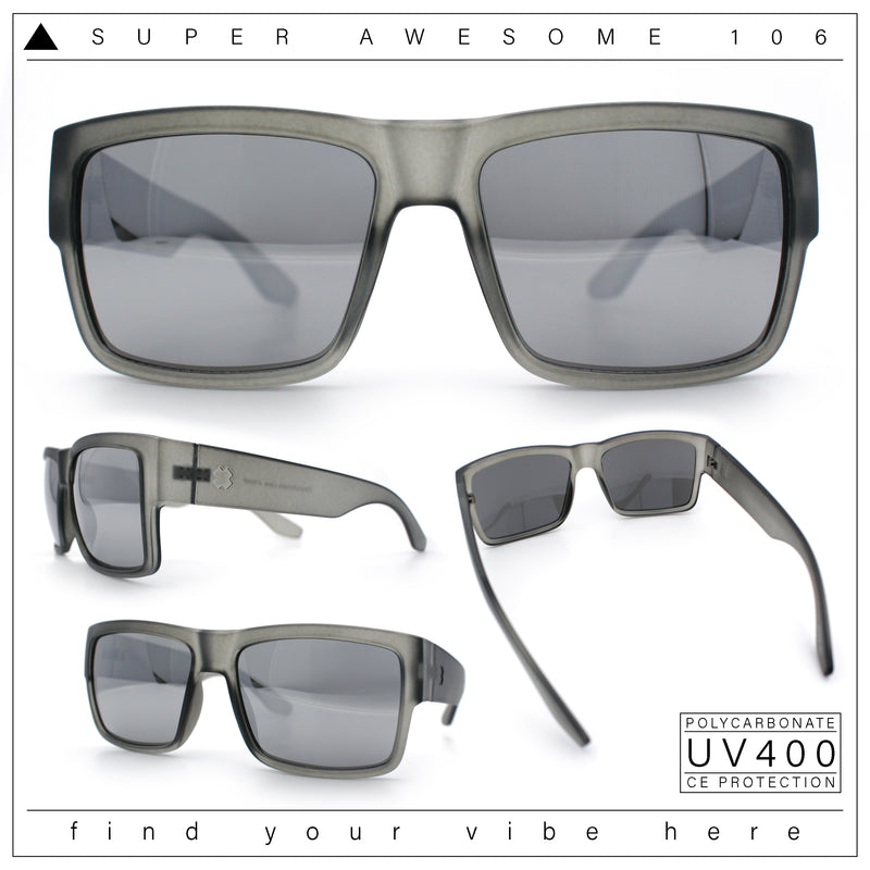 Mens Rectangle 90s Thick Horn Rim Skater Sport Plastic Sunglasses