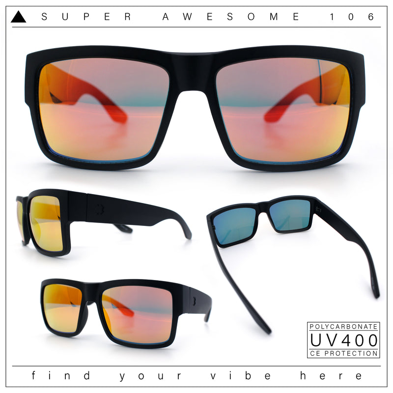 Mens Rectangle 90s Thick Horn Rim Skater Sport Plastic Sunglasses