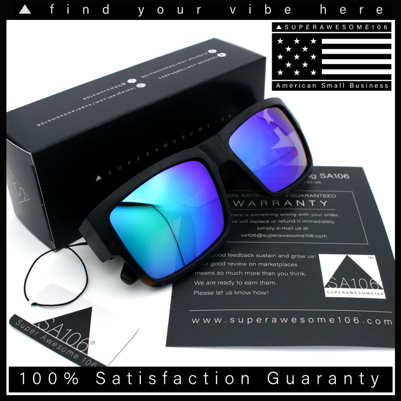 Mens Rectangle 90s Thick Horn Rim Skater Sport Plastic Sunglasses