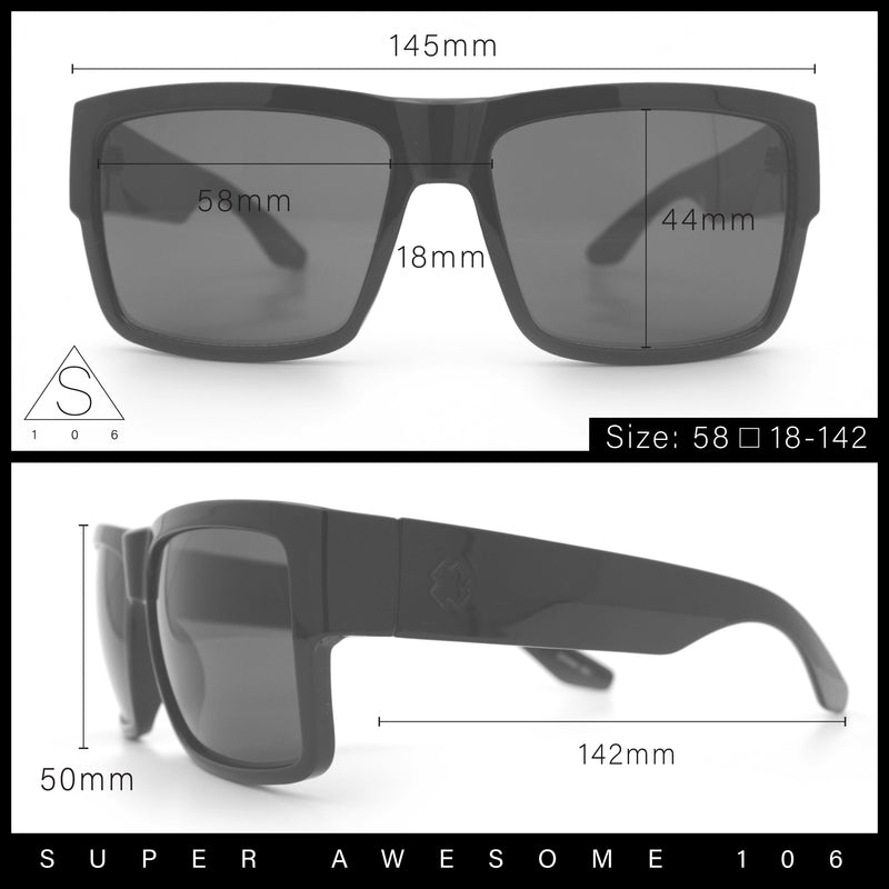 Mens Rectangle 90s Thick Horn Rim Skater Sport Plastic Sunglasses