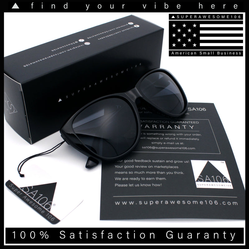 Polarized Classic Oversized Cat Eye Minimal Diva Retro Fashion Sunglasses