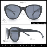 Polarized Classic Oversized Cat Eye Minimal Diva Retro Fashion Sunglasses