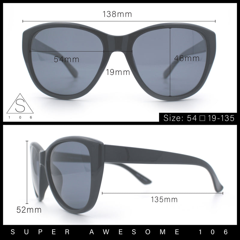 Polarized Classic Oversized Cat Eye Minimal Diva Retro Fashion Sunglasses
