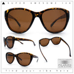 Polarized Classic Oversized Cat Eye Minimal Diva Retro Fashion Sunglasses