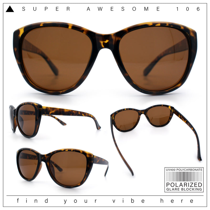 Polarized Classic Oversized Cat Eye Minimal Diva Retro Fashion Sunglasses