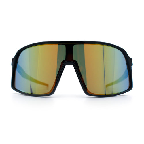 Boys Kids Size Color Mirror Large Shield Sport MTB Plastic Sunglasses