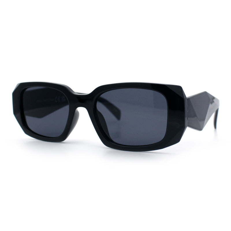 Womens Mod Rectangle Geo Bevel Cut Plastic Fashion Sunglasses