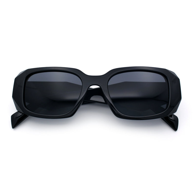 Womens Mod Rectangle Geo Bevel Cut Plastic Fashion Sunglasses