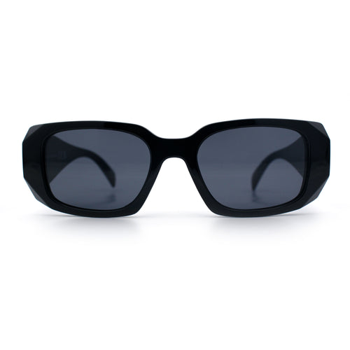 Womens Mod Rectangle Geo Bevel Cut Plastic Fashion Sunglasses