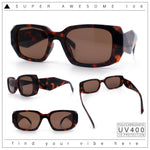 Womens Mod Rectangle Geo Bevel Cut Plastic Fashion Sunglasses