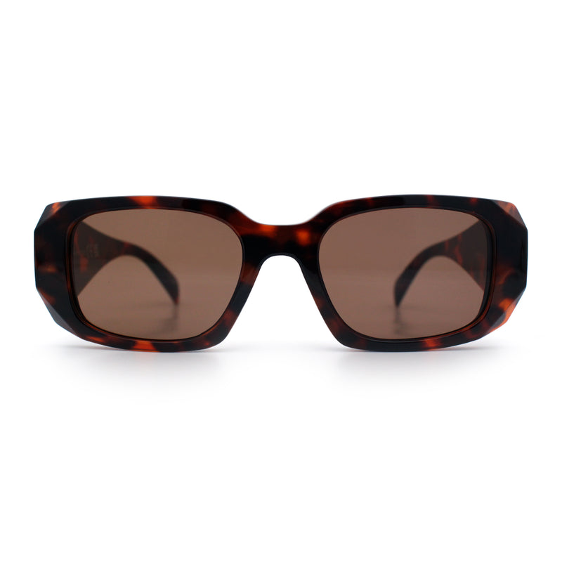 Womens Mod Rectangle Geo Bevel Cut Plastic Fashion Sunglasses