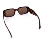Womens Mod Rectangle Geo Bevel Cut Plastic Fashion Sunglasses