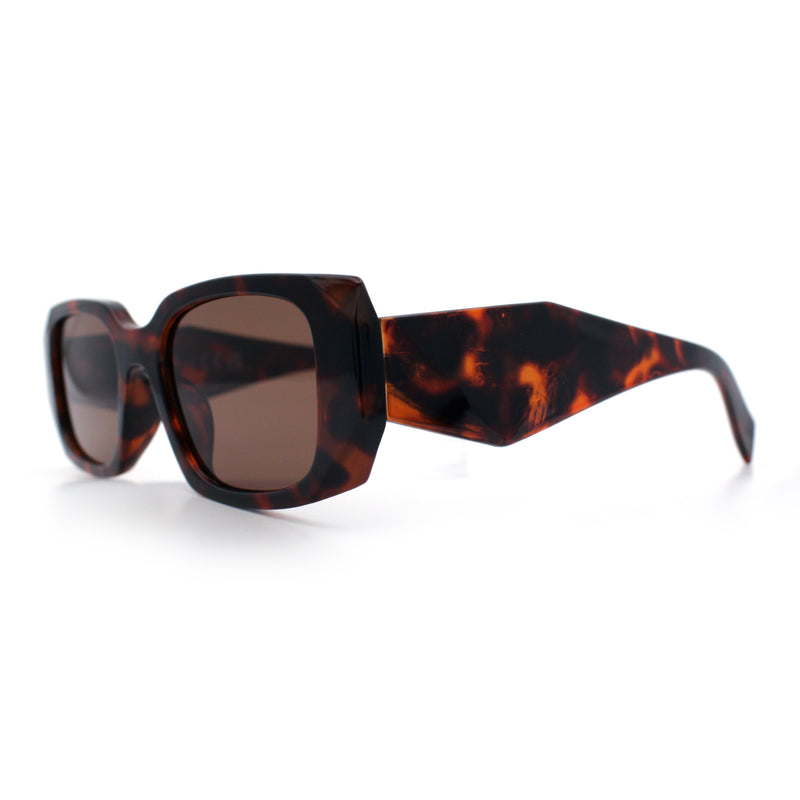Womens Mod Rectangle Geo Bevel Cut Plastic Fashion Sunglasses