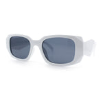 Womens Mod Rectangle Geo Bevel Cut Plastic Fashion Sunglasses