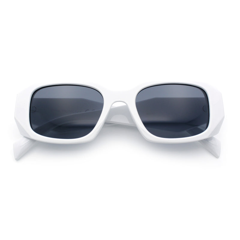 Womens Mod Rectangle Geo Bevel Cut Plastic Fashion Sunglasses