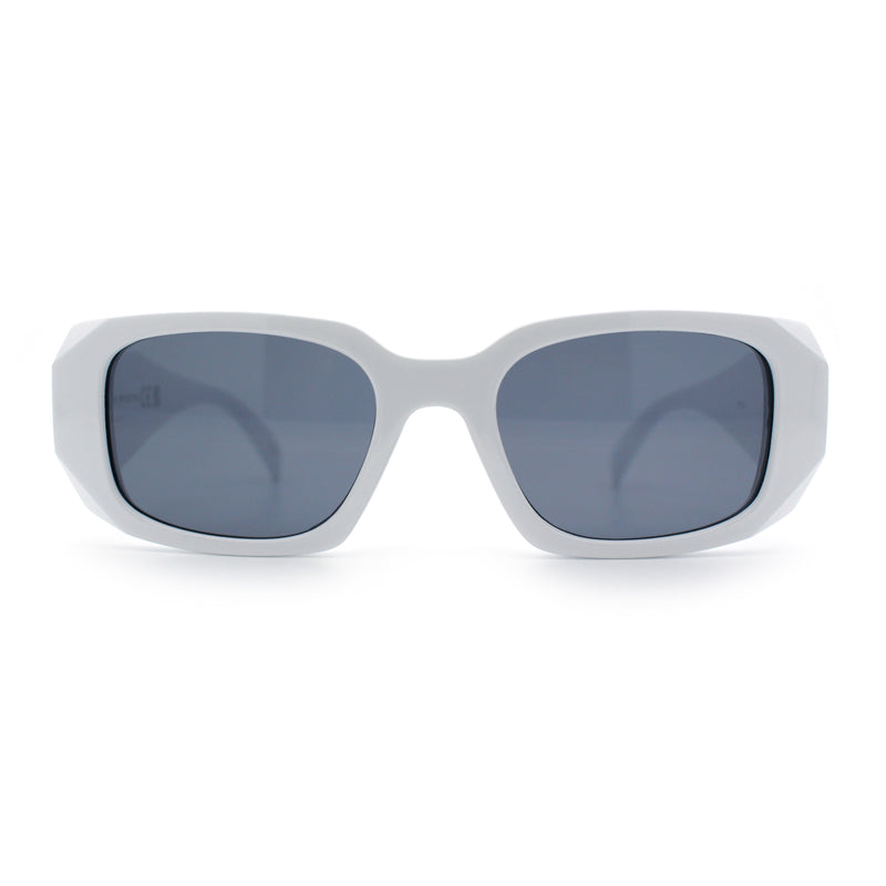 Womens Mod Rectangle Geo Bevel Cut Plastic Fashion Sunglasses