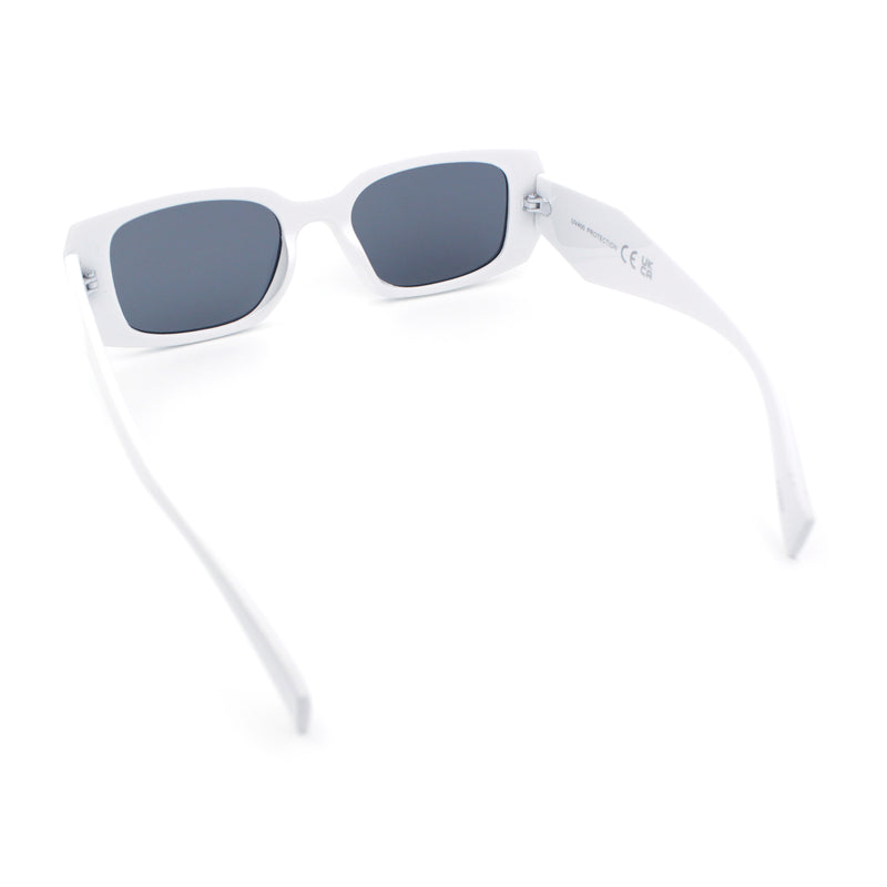 Womens Mod Rectangle Geo Bevel Cut Plastic Fashion Sunglasses