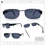 Mens Classy Narrow Rectangle Metal Rim Hustler Fashion Sunglasses