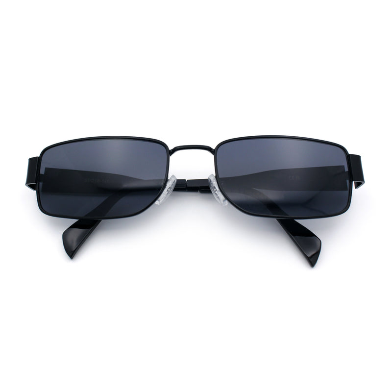 Mens Classy Narrow Rectangle Metal Rim Hustler Fashion Sunglasses