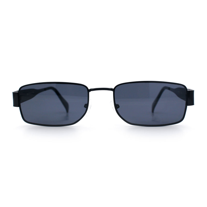 Mens Classy Narrow Rectangle Metal Rim Hustler Fashion Sunglasses