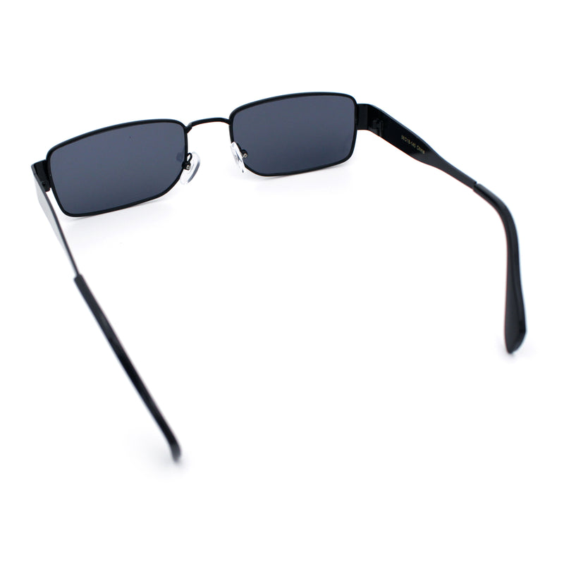 Mens Classy Narrow Rectangle Metal Rim Hustler Fashion Sunglasses