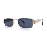 Mens Classy Narrow Rectangle Metal Rim Hustler Fashion Sunglasses