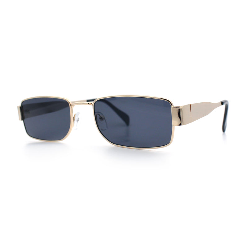 Mens Classy Narrow Rectangle Metal Rim Hustler Fashion Sunglasses