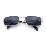 Mens Classy Narrow Rectangle Metal Rim Hustler Fashion Sunglasses