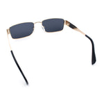 Mens Classy Narrow Rectangle Metal Rim Hustler Fashion Sunglasses