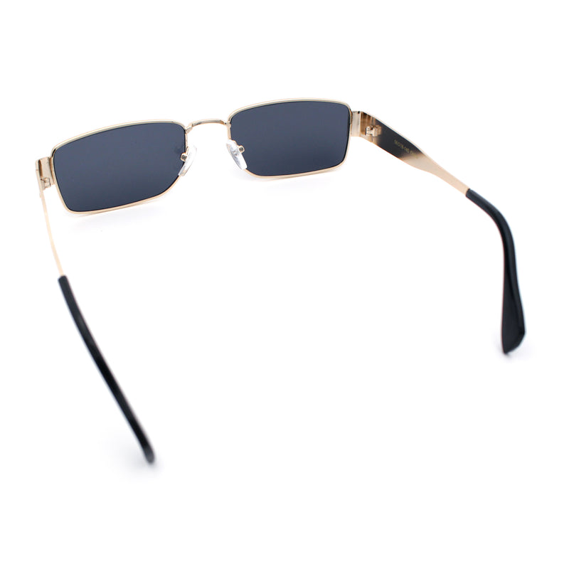 Mens Classy Narrow Rectangle Metal Rim Hustler Fashion Sunglasses