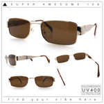 Mens Classy Narrow Rectangle Metal Rim Hustler Fashion Sunglasses