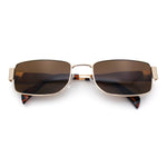 Mens Classy Narrow Rectangle Metal Rim Hustler Fashion Sunglasses