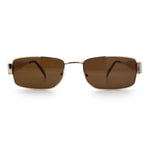 Mens Classy Narrow Rectangle Metal Rim Hustler Fashion Sunglasses
