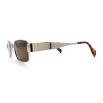 Mens Classy Narrow Rectangle Metal Rim Hustler Fashion Sunglasses