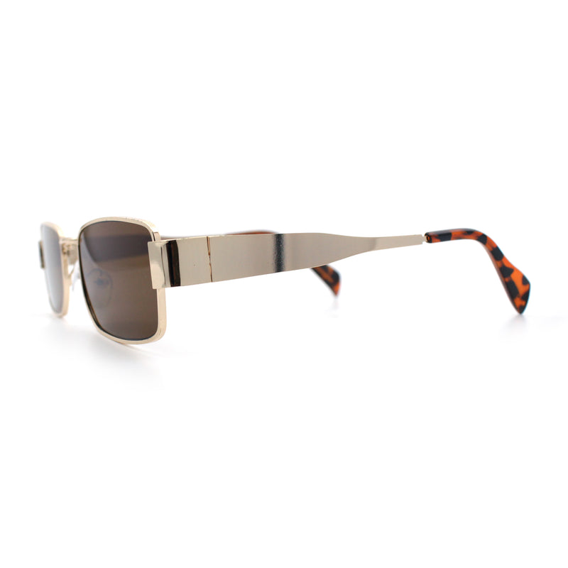 Mens Classy Narrow Rectangle Metal Rim Hustler Fashion Sunglasses