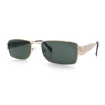 Mens Classy Narrow Rectangle Metal Rim Hustler Fashion Sunglasses